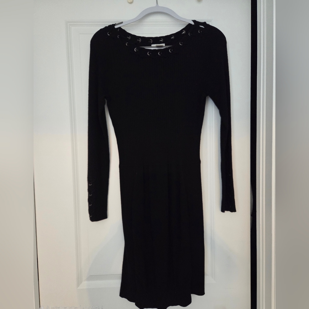 Cache Elegant Black Long Sleeve Dress